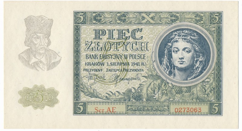 5 złotych 1941 - AE -
Emisyjny stan zachowania.Reference: Miłczak 101b
Grade: ...