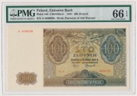 100 złotych 1941 - A - PMG 66 EPQ
Wyśmienity egzemplarz.Reference: Miłczak 103a
Grade: PMG 66 EPQ 2-ga nota