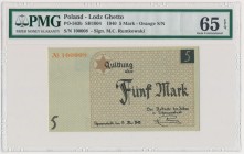 5 marek 1940 - PMG 65 EPQ - papier kartonowy
Rzadka odmiana, drukowana na papierze kartonowym. Charakterystyczny&nbsp;numerator koloru pomarańczowego...