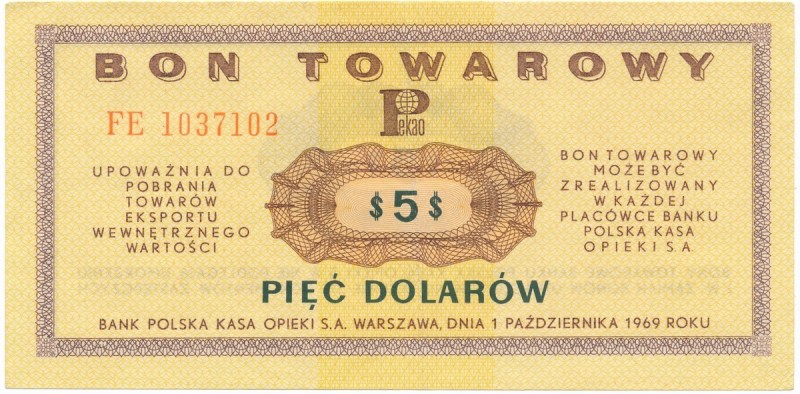 Pewex 5 dolarów 1969 - FE -
Wariant serii składający się wyłącznie z dużych lit...