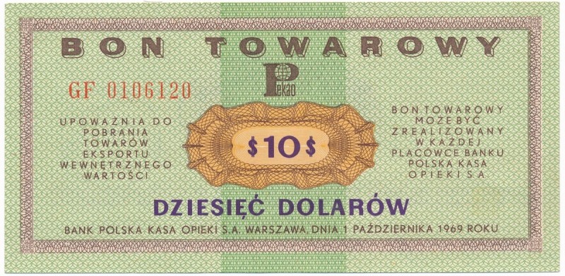 Pewex 10 dolarów 1969 - GF -
Bardzo ładnie zachowany.
Raz przełamany, reszta p...