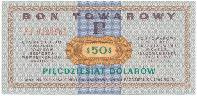 Pewex 50 dolarów 1969 - FI -
Wysoki nominał, sporadycznie notowany na aukcjach....