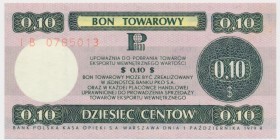 Pewex 10 centów 1979 - mały - IB -
Wymiary pola bonu 110 x 55 mm.&nbsp;
Rzadszy wariant.
Emisyjny stan zachowania.Reference: Miłczak B27c
Grade: U...