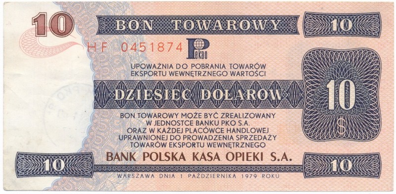 Pewex 10 dolarów 1979 - HF -
Złamany w pionie. Nieświeżości na rogach.
Natural...