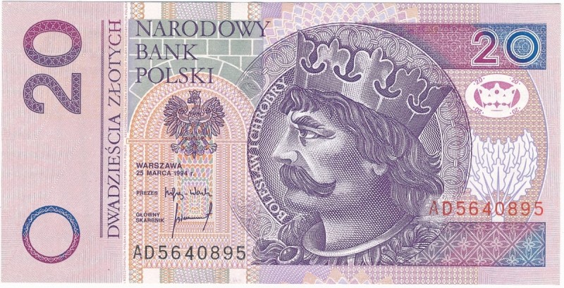 20 złotych 1994 - AD - bardzo rzadka seria
Bardzo rzadka seria. Praktyką w mome...