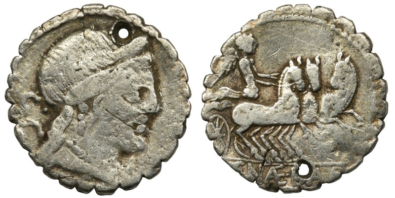 Roman Republic, C. Naevius Balbus, Denarius serratusReference: Crawford 382/1b. ...