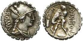Roman Republic, C. Poblicius Q.f., Denarius serratusReference: Crawford 380, Sydenham 768
Grade: XF