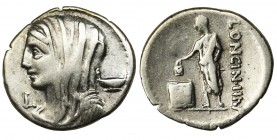 Roman Republic, L. Cassius Q. f. Longinus, DenariusReference: Crawford 413/1, Sydenham 935
Grade: VF+