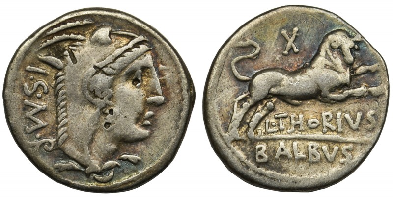 Roman Republic, L. Thorius Balbus, DenariusReference: Crawford 316/1, Sydenham 5...