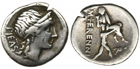 Roman Republic, Marcus Herennius, DenariusReference: Crawford 308/1a, Sydenham 567a
Grade: VF