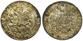 Germany, Mansfeld, Peter Ernst I, Johann Albrecht VI, Bruno II, Hoyer Christoph and Johann Georg IV, Thaler Eisleben 1585 BMReference: Davenport 9506...