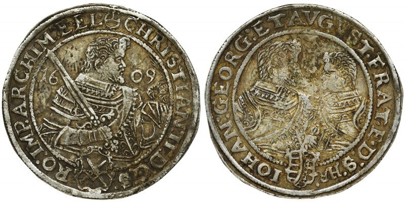 Germany, Saxony, Christian II, Johann Georg I and August, Thaler Dresden 1609 HR...