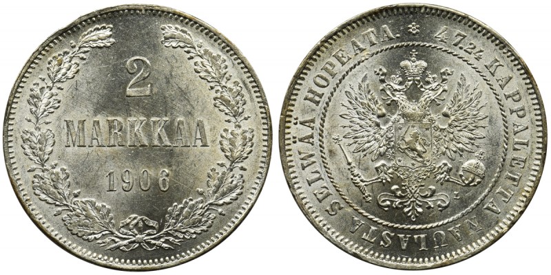 Finland, Russian Occupation, Nicholas II, 2 markka 1906 L - rare in this conditi...