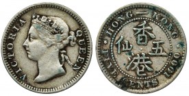 Hong Kong, Victoria, 5 Cents 1900Reference: KM 5
Grade: XF-
