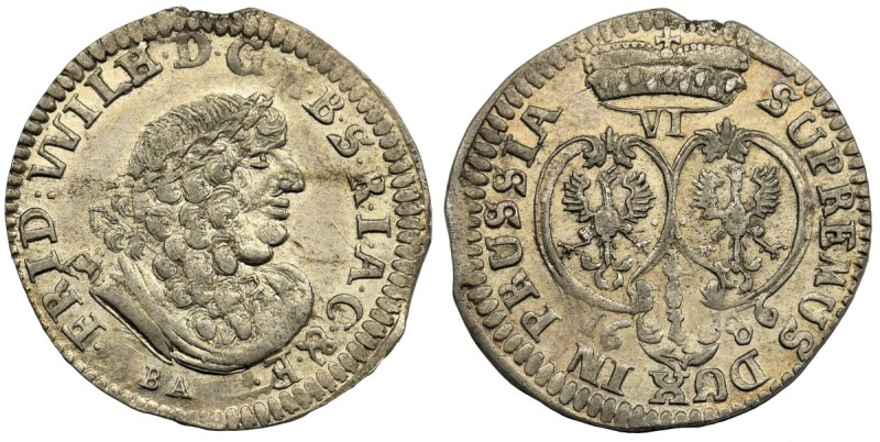 Germany, Brandenburg-Prussia, Frederic Wilhelm, 6 groschen Konigsberg 1686 BA
 ...