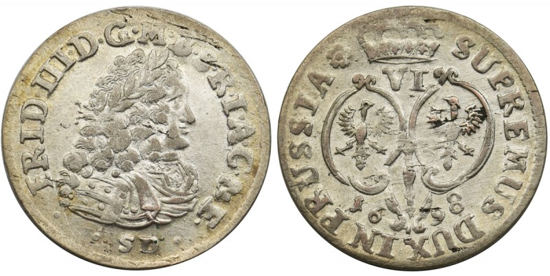 Germany, Brandenburg-Prussia, Frederic III, 6 groschen Konigsberg 1698 SD
Ładny...