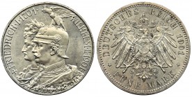 Germany, Prussia, William II, 5 mark Berlin 1901
Około menniczy egzemplarz z bardzo ładnym lustrem.
Reference: KM#526, Jaeger 106
Grade: XF+