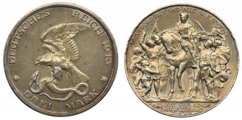 Germany, Prussia, William II, 3 mark Berlin 1913 A
Cleaned.
Czyszczona.Referen...