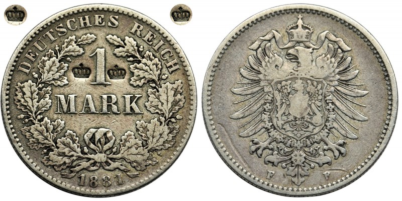 Germany, German Empire, 1 mark Stuttgart 1881 - two countermarks
Ciekawy egzemp...