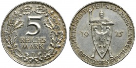 Germany, Weimar Republic, 5 Mark Munich 1925 D
Cleaned with sufrace hairliness.Reference: Jaeger 322
Grade: -2 ~