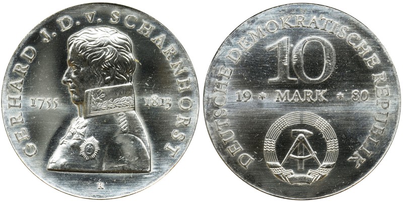 Germany, DDR, 10 Mark Berlin 1980 - ScharnhorstReference: Jaeger 1577
Grade: UN...