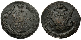 Russia, Catherine II, 5 kopecks Jekaterinburg 1770 EM
Patina.&nbsp;
Ciemna patyna, bardzo ładna moneta z mocnym blaskiem.Reference: Bitkin 619
Grad...