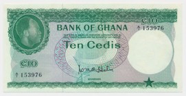 Ghana, 10 cedis (1965)
Minor folds at the very tips of right corners, otherwise a crisp, uncirculated note.&nbsp;


Ugięcia na samych końcówkach p...