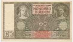 Holland, 100 gulden (1942-44)
Creased at center. Never washed or pressed.
Złamany w pionie. Drobne ugięcia.&nbsp;
Naturalny.&nbsp;&nbsp;&nbsp;&nbsp...