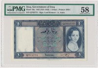 Iraq, 1 dinar 1931(1942) - PMG 58
Rare banknote in superb condition.&nbsp;
One veritcall crease, otherwise perfect.&nbsp;
Second best piece in PMG ...