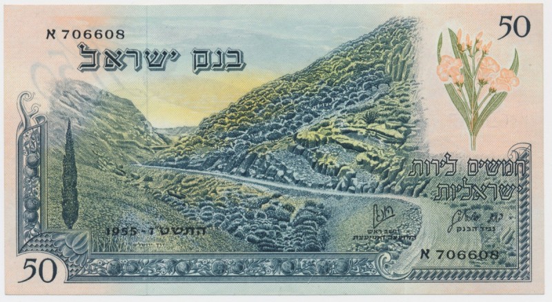 Israel, 50 lirot 1955 - black serial
Black serial number.
Beautifull crisp pie...