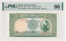 Jordan, 1 dinar 1949 - PMG 66 EPQ - RARE
Very rare banknote.&nbsp;
Highest and the only 6 grade in PMG population report.
Highly recommended.
Duże...