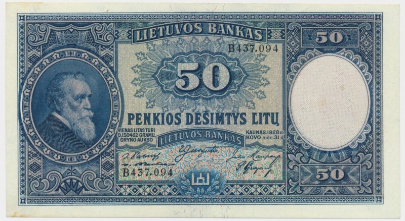 Lithuania, 50 litu 1928
Rare in this condition.&nbsp;
No folds but only a slig...