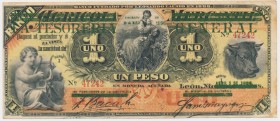 Nicaragua, 1 Peso 1896
A nice, strong VF note with bright colours and original shine.&nbsp;
Good eye appeal.
Złamany na cztery z naturalnym garbem....
