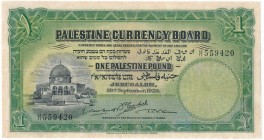 Palestine, 1 pound 1929
Better date 1929.&nbsp;
Circulated piece after masterfull repair.
Great eye appeal.
Rzadszy, wczesny rocznik.&nbsp;
Bankn...