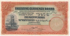 Palestine, 5 pounds 1929
Rare piece and early 1929 date.&nbsp;
After masterfull repair with pieces added.&nbsp;
Great eye appeal.


Bardzo rzadk...