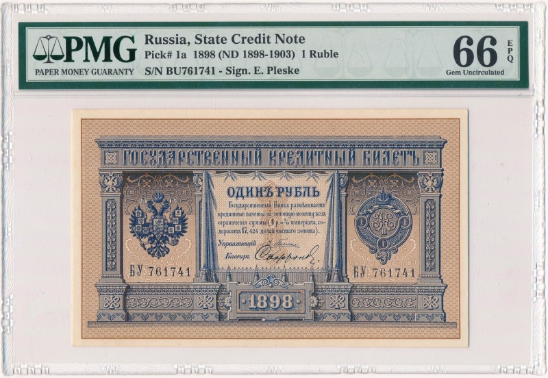 Russia, 1 rubel 1898 Pleske & Sofronov - PMG 66 EPQ
Beautifull crisp uncirculat...