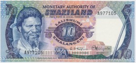 Swaziland, 10 emalangeni (1974) - A - first issue
Tip of bottom, right corner creased, otherwise a brilliant note.&nbsp;
Great eye appeal. Fresh wit...