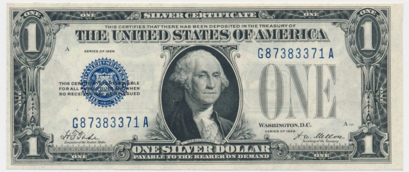 USA, 1$ 1928 Silver Certificate
A crisp, uncirculated piece.
Stan emisyjny.Ref...