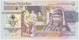 Great Britain, Testnote, Thomas De la Rue (1988)
Beautifull testnote.
Issued for the 18th Annual European Congress 1988.
Large size 12 x 27.5 cm.
...