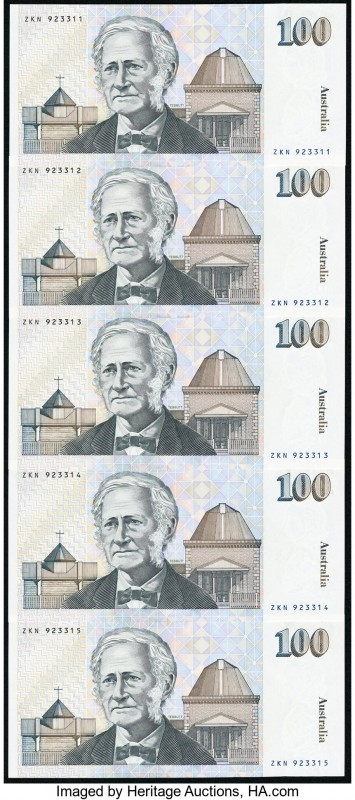 Australia Australia Reserve Bank 100 Dollars ND Pick 48 Five Consecutive Example...