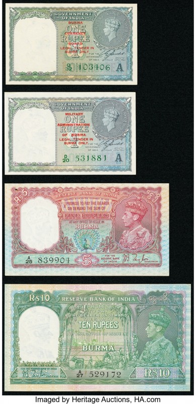 World (Burma, India) Group Lot of 4 Examples Very Fine-About Uncirculated. Stapl...