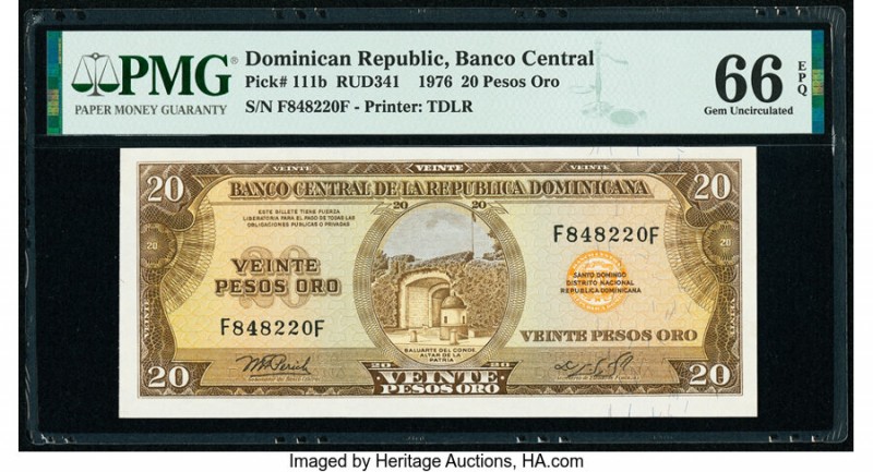 Dominican Republic Banco Central de la Republica Dominicana 20 Pesos Oro 1976 Pi...