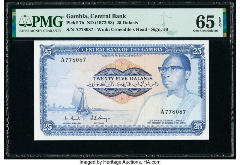 Gambia Central Bank of the Gambia 25 Dalasis ND (1972-83) Pick 7b PMG Gem Uncirc...