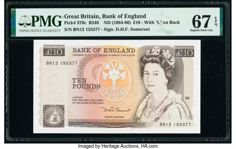 Great Britain Bank of England 10 Pounds ND (1984-86) Pick 379c PMG Superb Gem Un...
