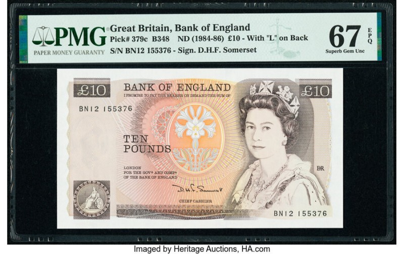Great Britain Bank of England 10 Pounds ND (1984-86) Pick 379c PMG Superb Gem Un...