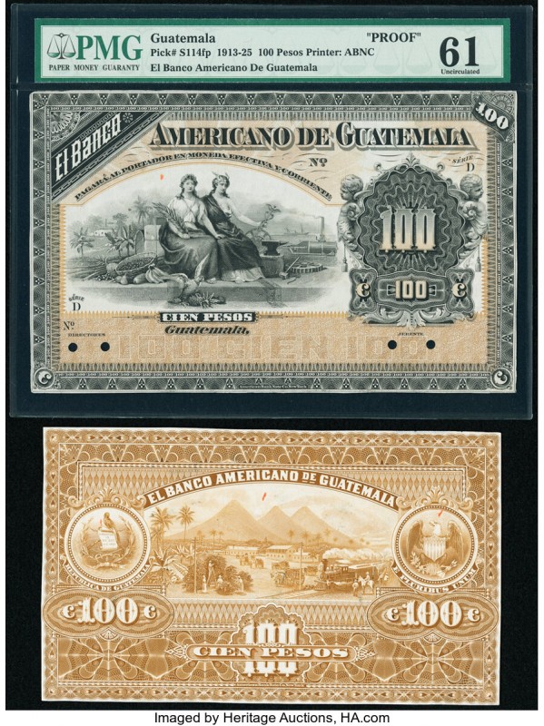 Guatemala Banco Americano de Guatemala 100 Pesos ND (1913-25) Pick S114fp; S114b...