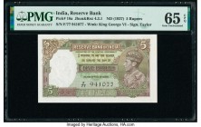 India Reserve Bank of India 5 Rupees ND (1937) Pick 18a Jhun4.3.1 PMG Gem Uncirculated 65 EPQ. Staple holes at issue.

HID09801242017

© 2020 Heritage...