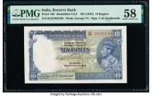 India Reserve Bank of India 10 Rupees ND (1943) Pick 19b Jhunjhunwalla-Razack 4.5.2 PMG Choice About Unc 58. Staple holes at issue.

HID09801242017

©...