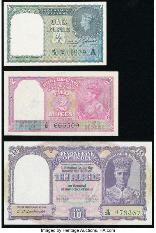India Group Lot of 3 Examples Very Fine-Crisp Uncirculated. Staple holes at issu...