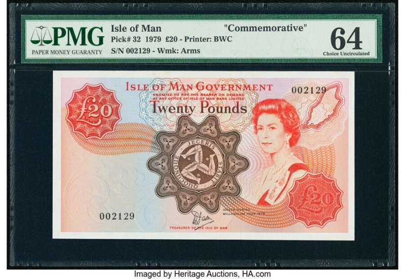 Isle Of Man Isle of Man Government 20 Pounds 1979 Pick 32 Commemorative PMG Choi...